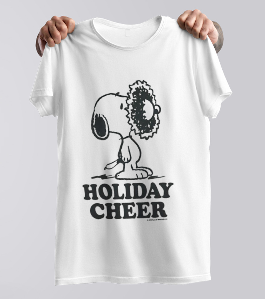 Snoopy Christmas Wreath HOLIDAY CHEER Peanuts Holiday T-Shirt