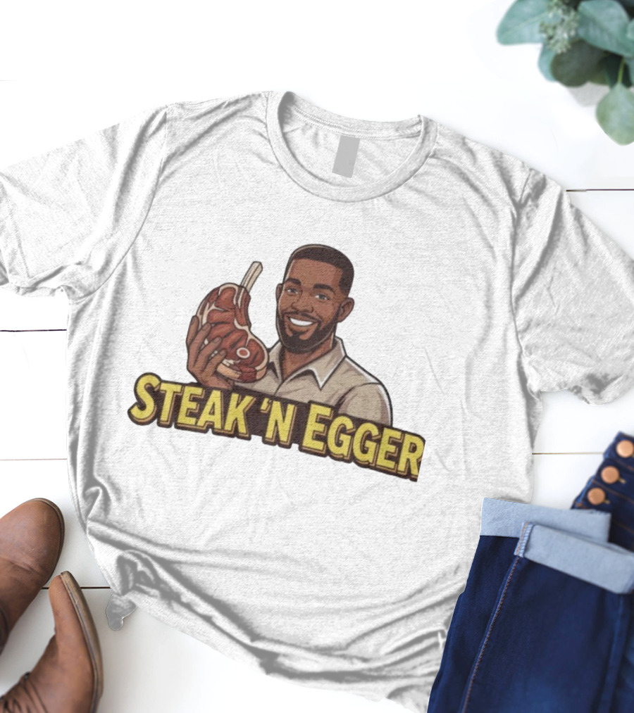 Steak 'N Egger Man Holding Steak T-Shirt