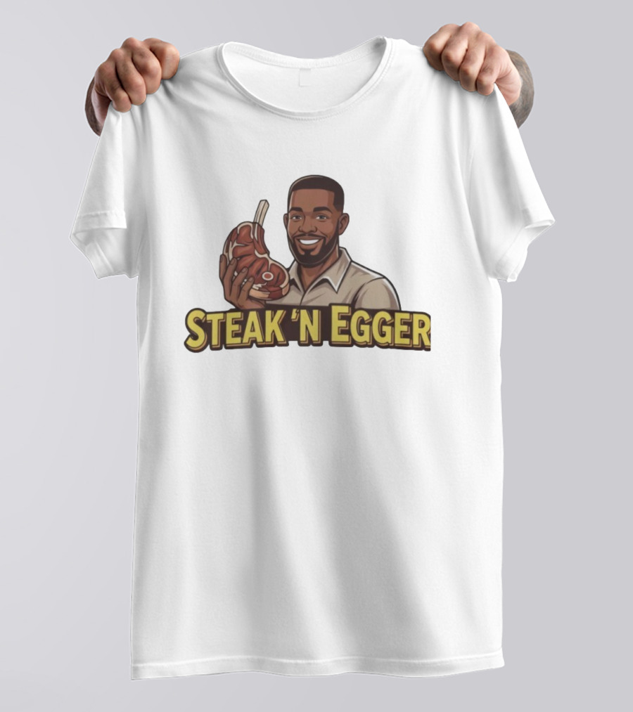 Steak 'N Egger Man Holding Steak T-Shirt