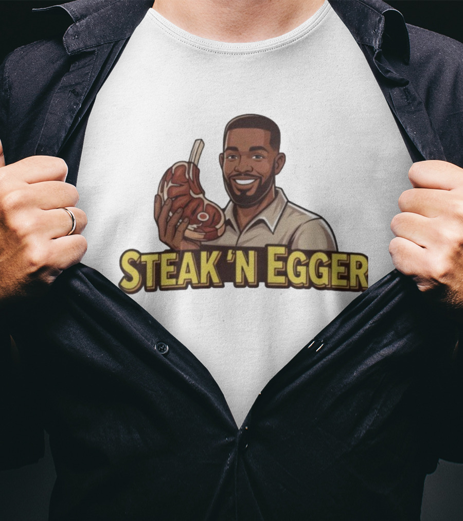 Steak 'N Egger Man Holding Steak T-Shirt