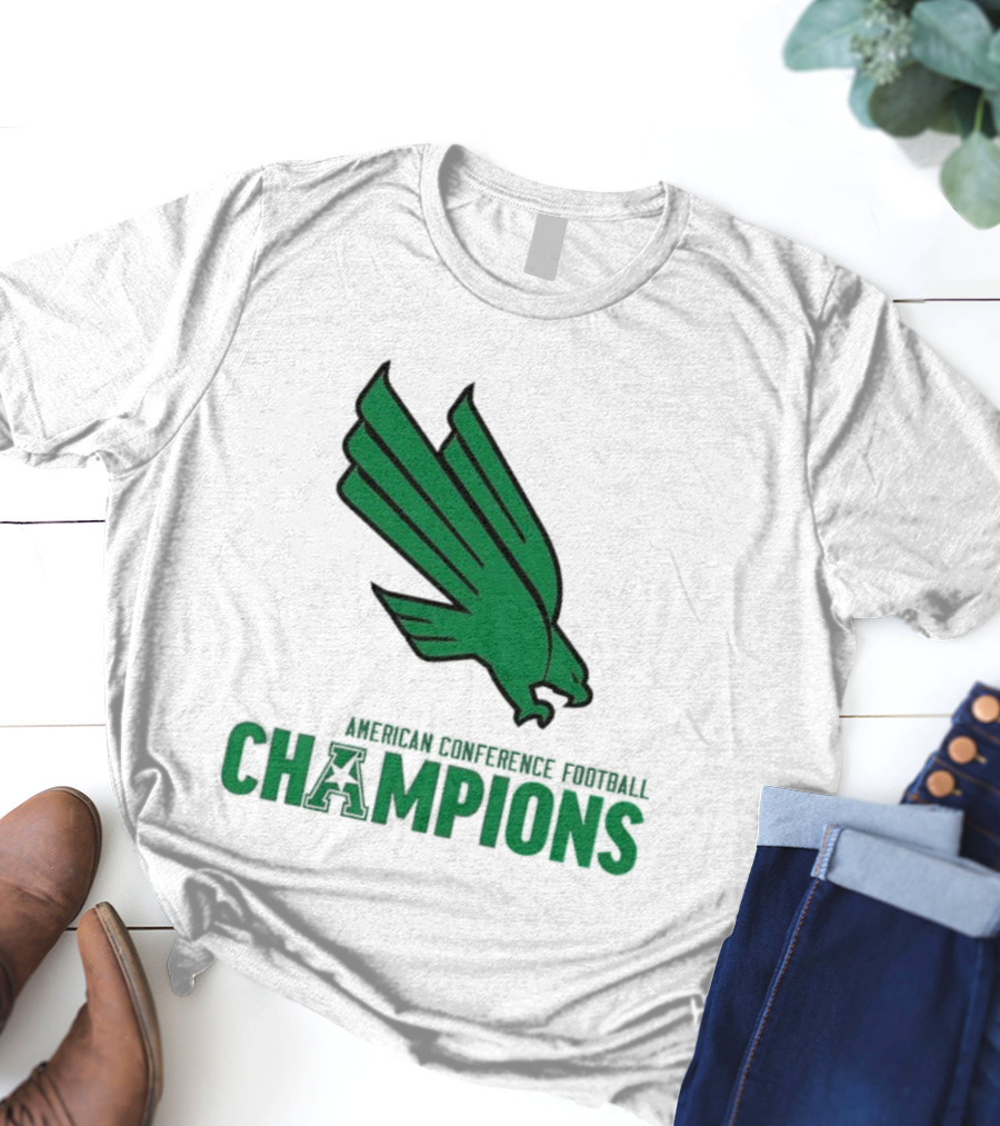 UNT Football 2025 American Conference Champions Green Eagle Celebration T-Shirt
