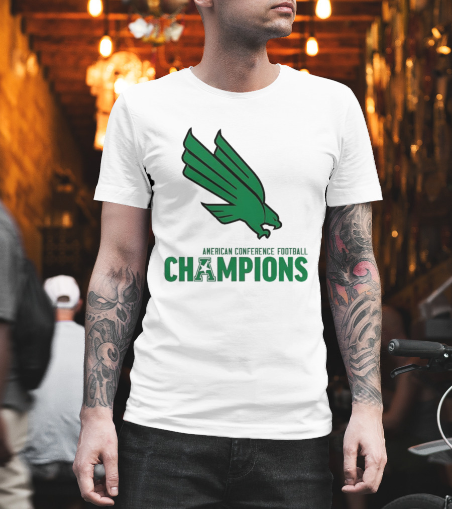 UNT Football 2025 American Conference Champions Green Eagle Celebration T-Shirt