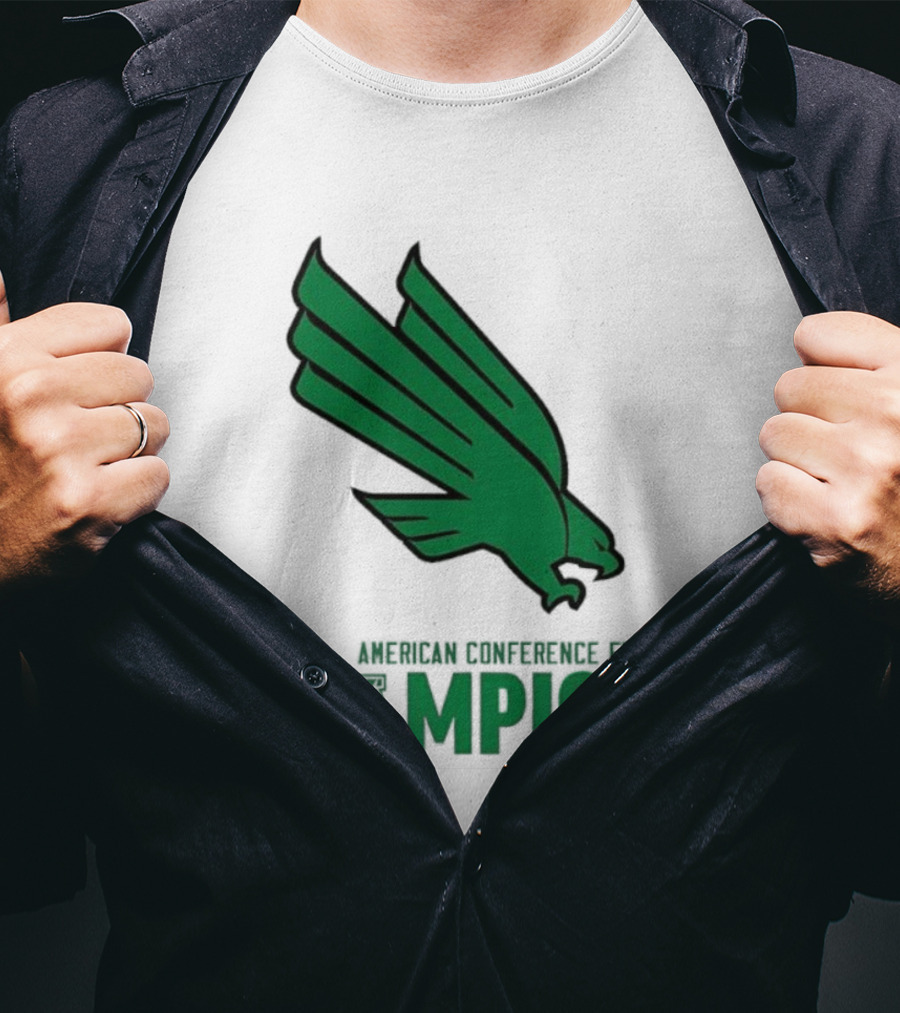 UNT Football 2025 American Conference Champions Green Eagle Celebration T-Shirt