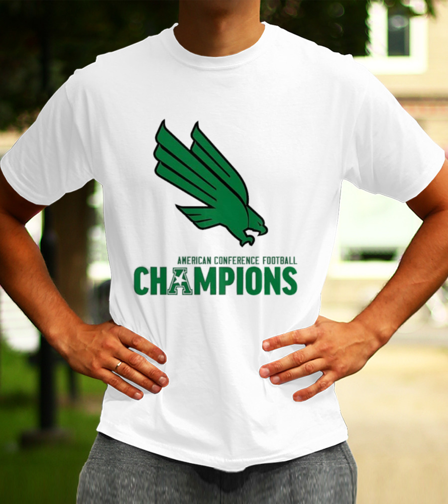 UNT Football 2025 American Conference Champions Green Eagle Celebration T-Shirt