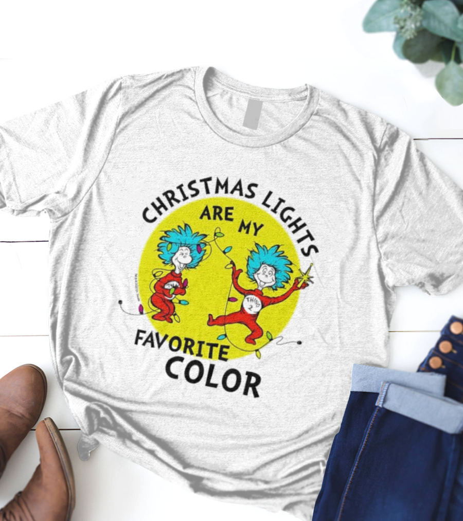 Christmas Lights Are My Favorite Color Thing 1 And Thing 2 Juniors Cropped T-Shirt