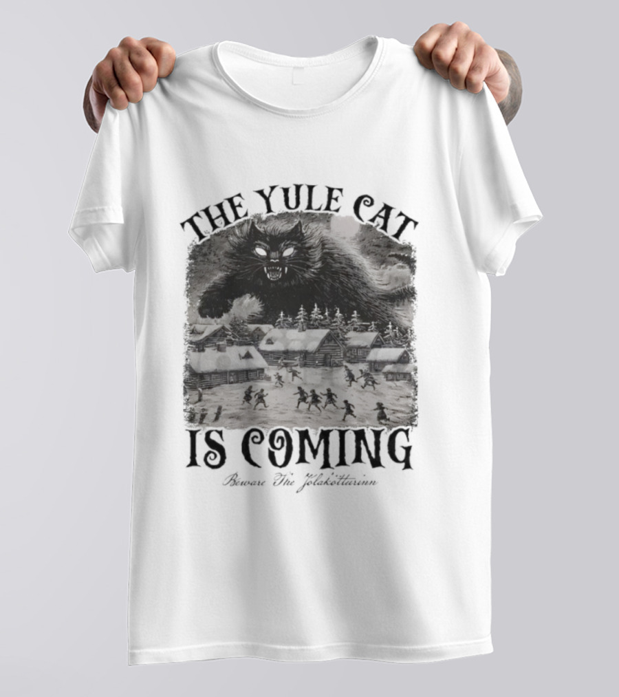 The Yule Cat Is Coming Merry Jólakötturinn Christmas Nordic Legend T-Shirt