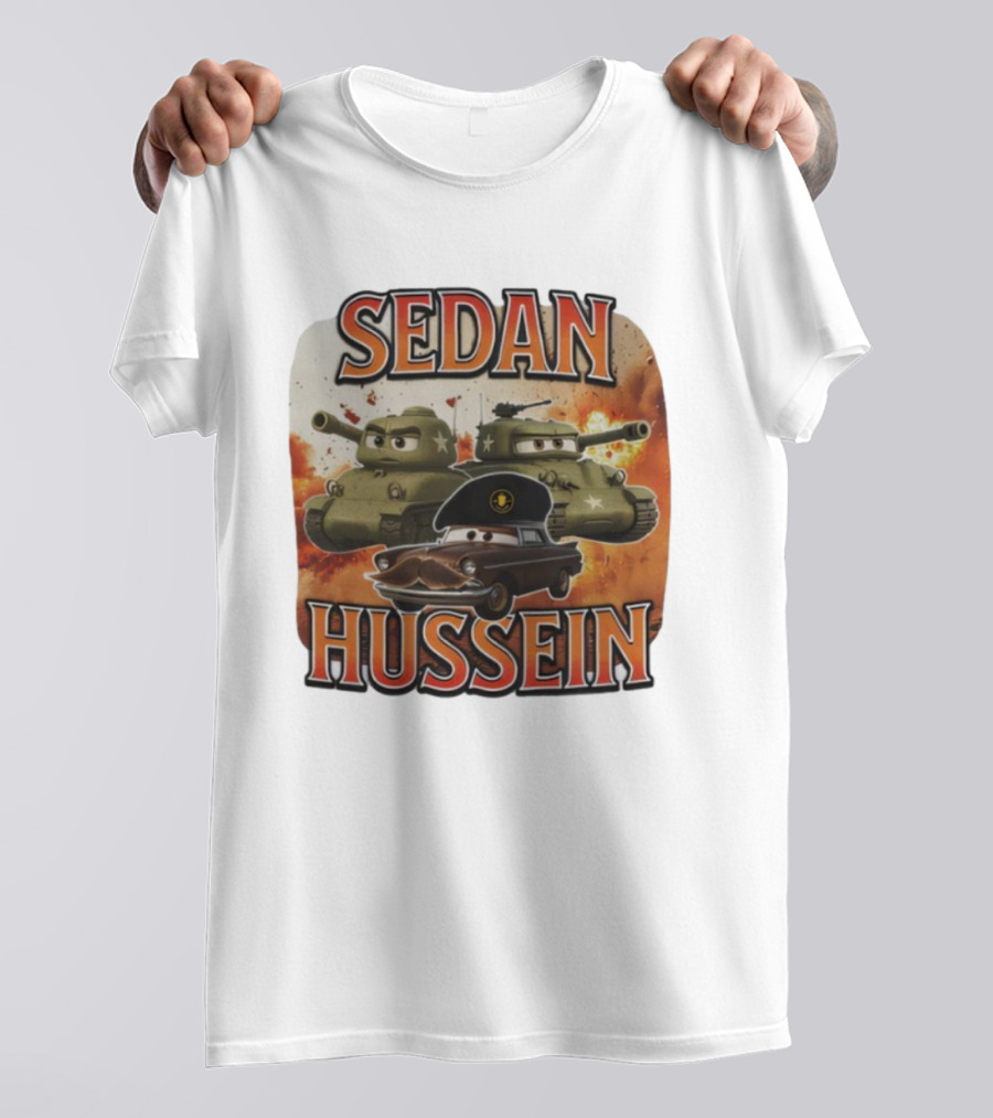 SEDAN HUSSEIN Tanks Explosive Cartoon Style T-Shirt