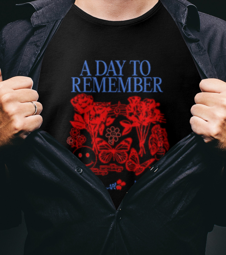 A Day To Remember I’m Not Gonna Wait To Give You Your Flowers Red Floral Smiley T-Shirt