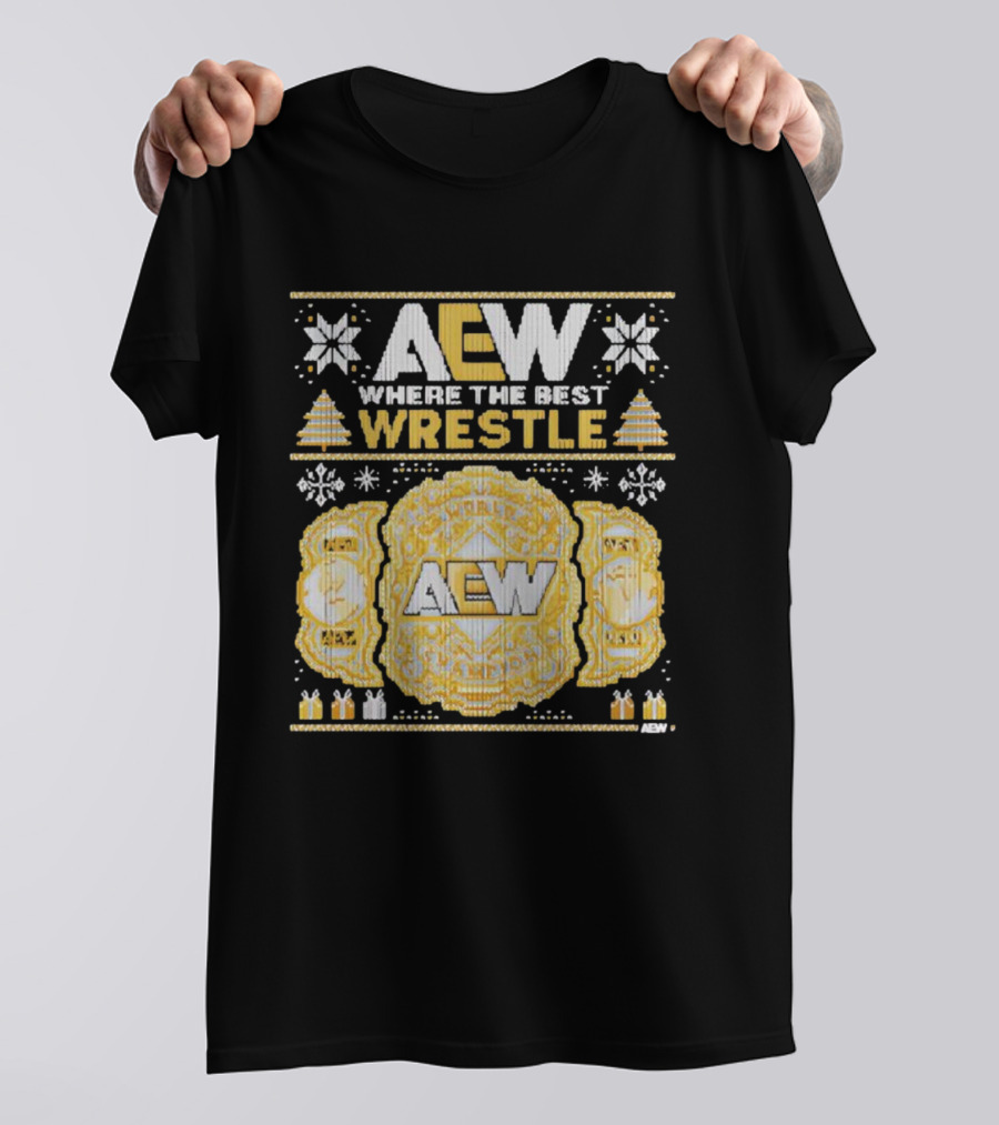 AEW Where The Best Wrestle Championship Holiday Christmas T-Shirt