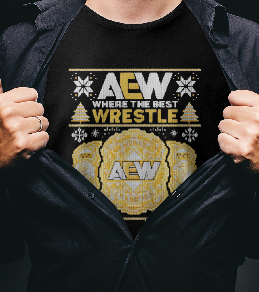AEW Where The Best Wrestle Championship Holiday Christmas T-Shirt