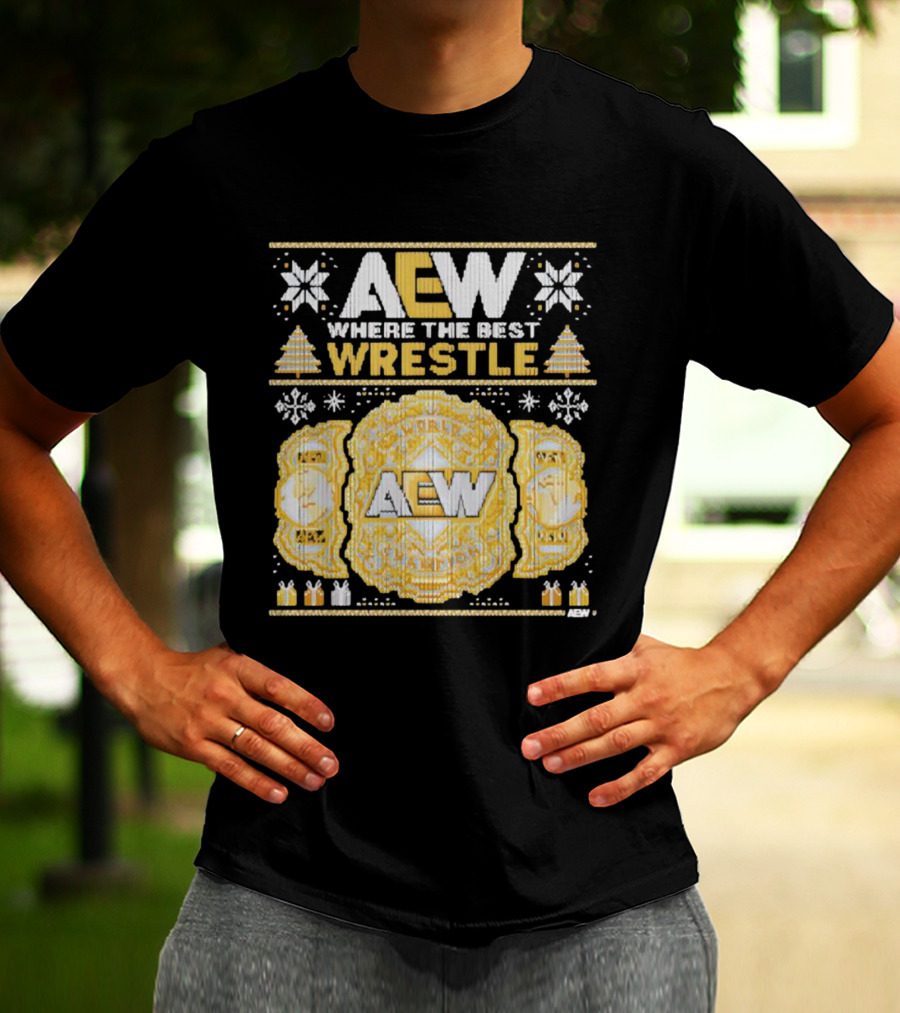 AEW Where The Best Wrestle Championship Holiday Christmas T-Shirt