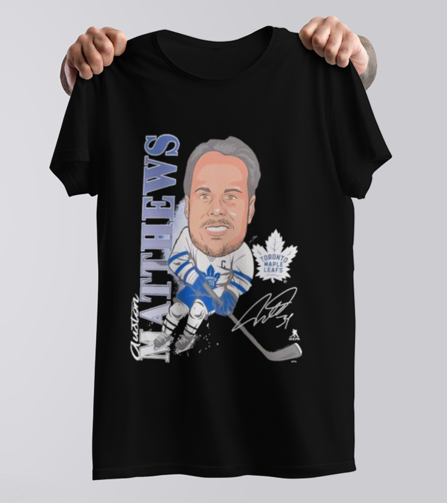 Auston Matthews Toronto Maple Leafs Signature Art Caricature T-Shirt