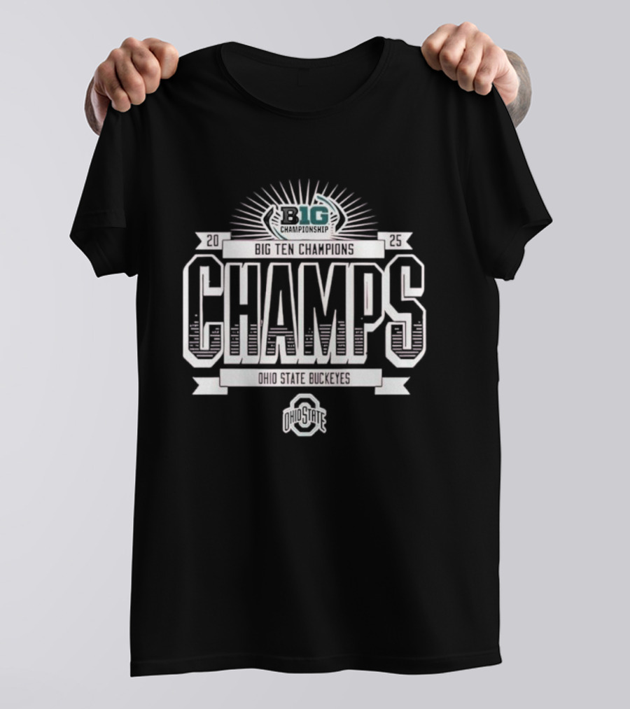 Big Ten 2025 Champs Ohio State Buckeyes Victory Celebration T-Shirt