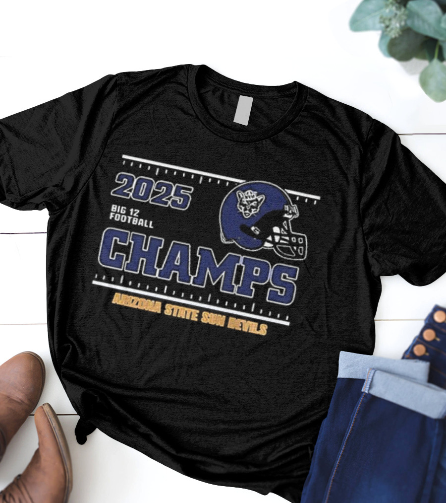 BYU Cougars 2025 Big 12 Football Champs Arizona State Sun Devils T-Shirt