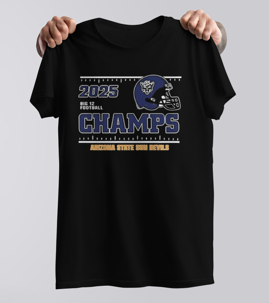 BYU Cougars 2025 Big 12 Football Champs Arizona State Sun Devils T-Shirt
