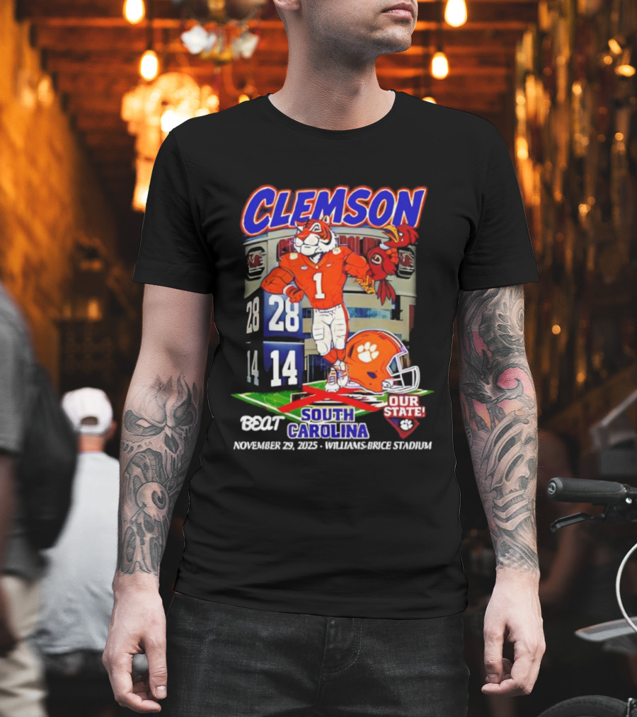 Clemson Tigers 28-14 South Carolina November 29 2025 Williams Brice Stadium Our State T-Shirt