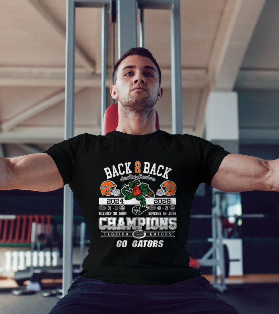 Back 2 Back Champions Florida Gators 2025 Go Gators T-Shirt
