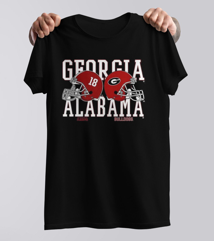 Georgia Bulldogs Alabama Crimson Tide 18 Football Helmets T-Shirt