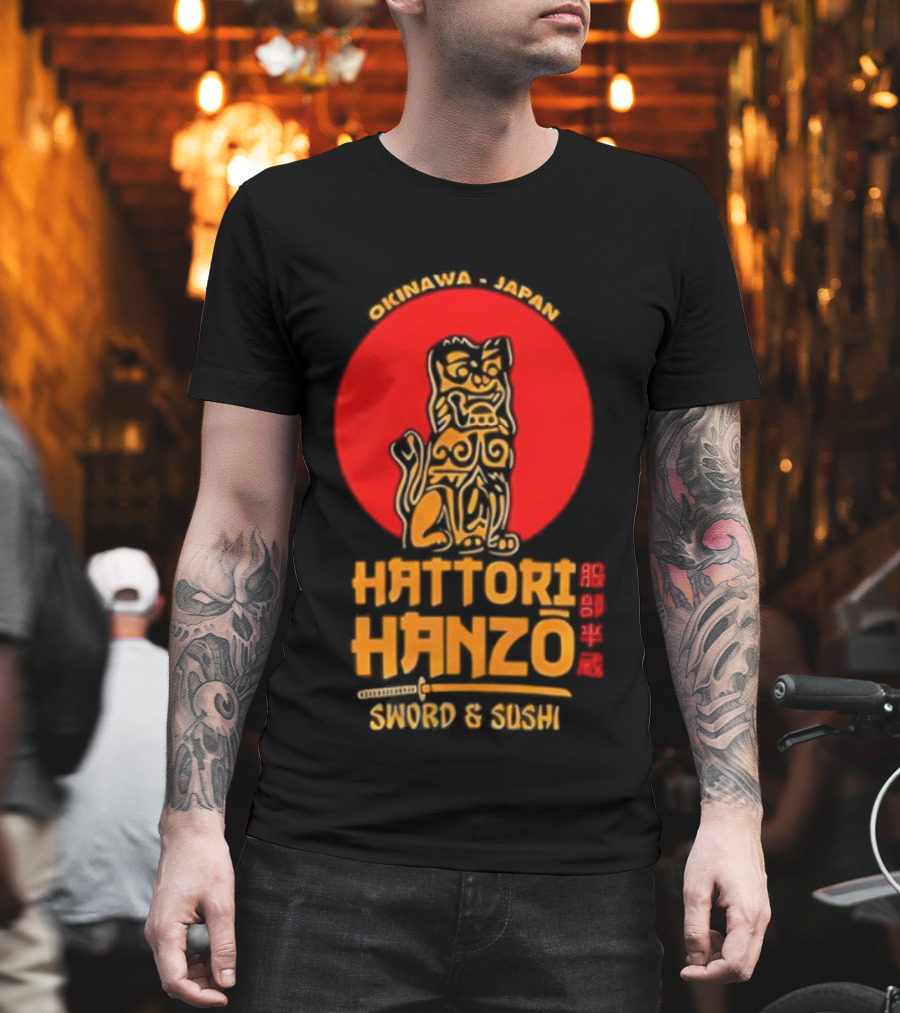 Hattori Hanzo Okinawa Japan Sword & Sushi Foo Dog T-Shirt