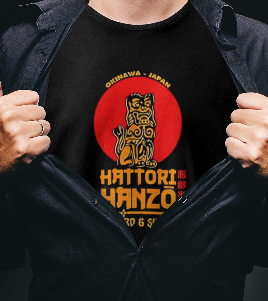 Hattori Hanzo Okinawa Japan Sword & Sushi Foo Dog T-Shirt
