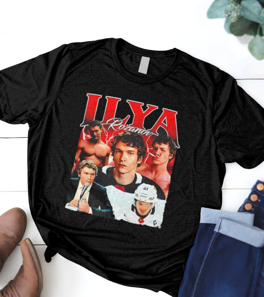 Ilya Rozanov Hockey Collage Retro Style T-Shirt