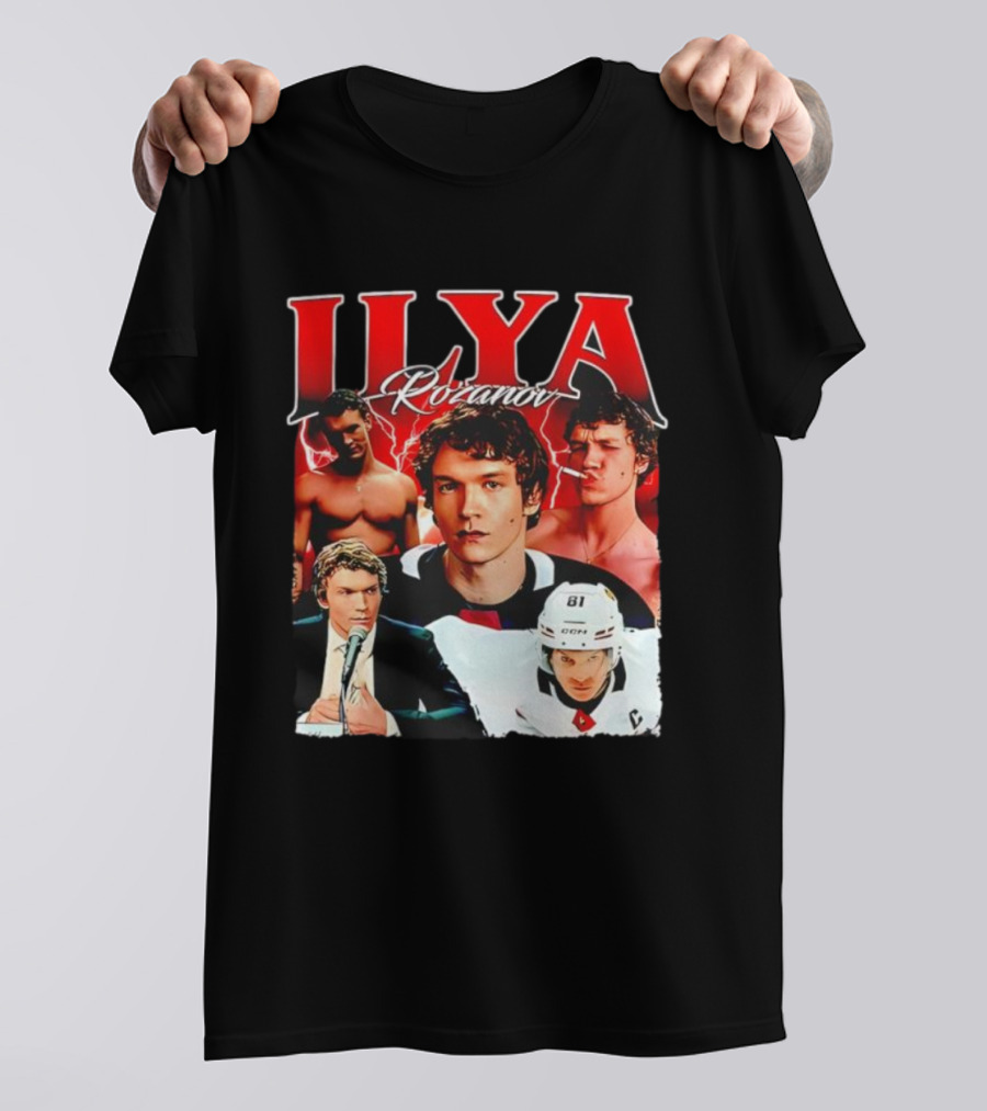 Ilya Rozanov Hockey Collage Retro Style T-Shirt