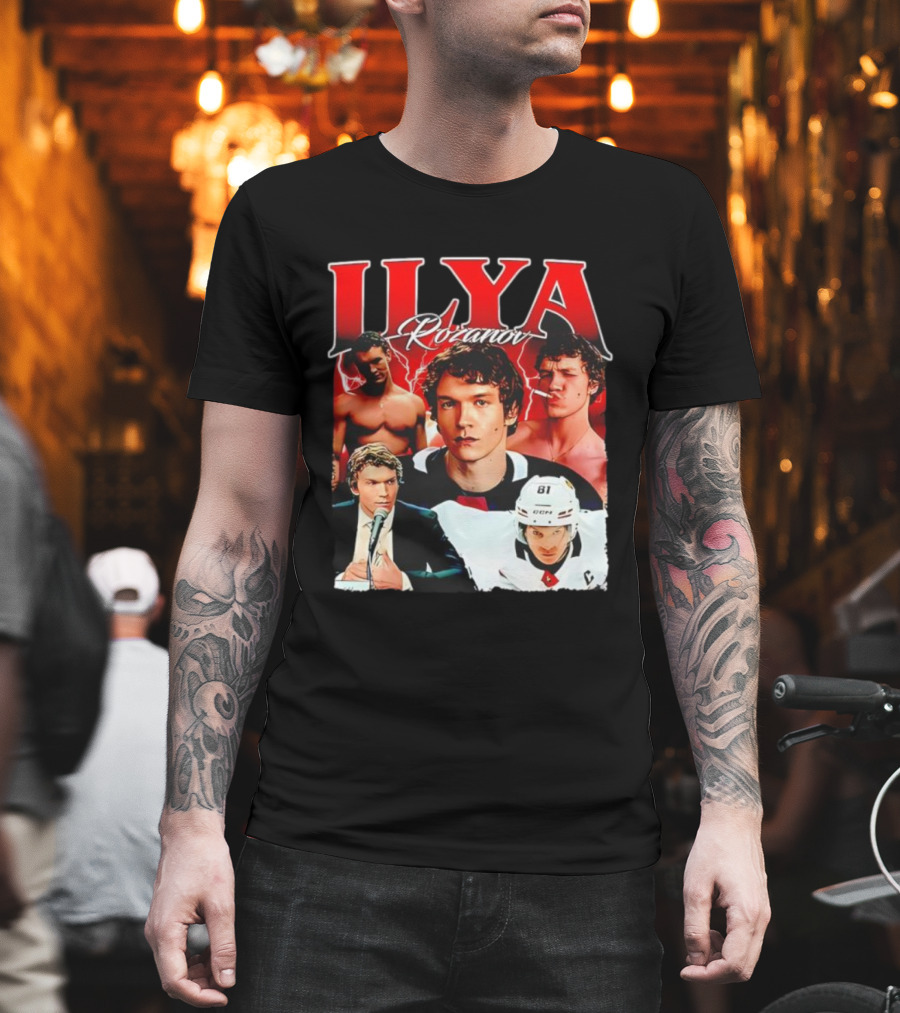 Ilya Rozanov Hockey Collage Retro Style T-Shirt