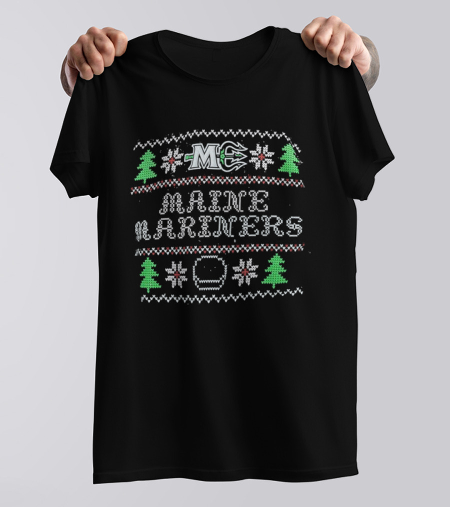 Maine Mariners MG Ice Hockey Christmas Sweater Style T-Shirt