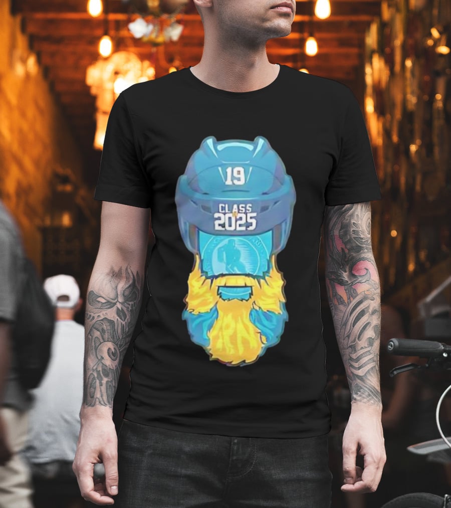 San Jose Sharks 19 Class 2025 Jumbo Beard Hall Of Fame Illustration T-Shirt
