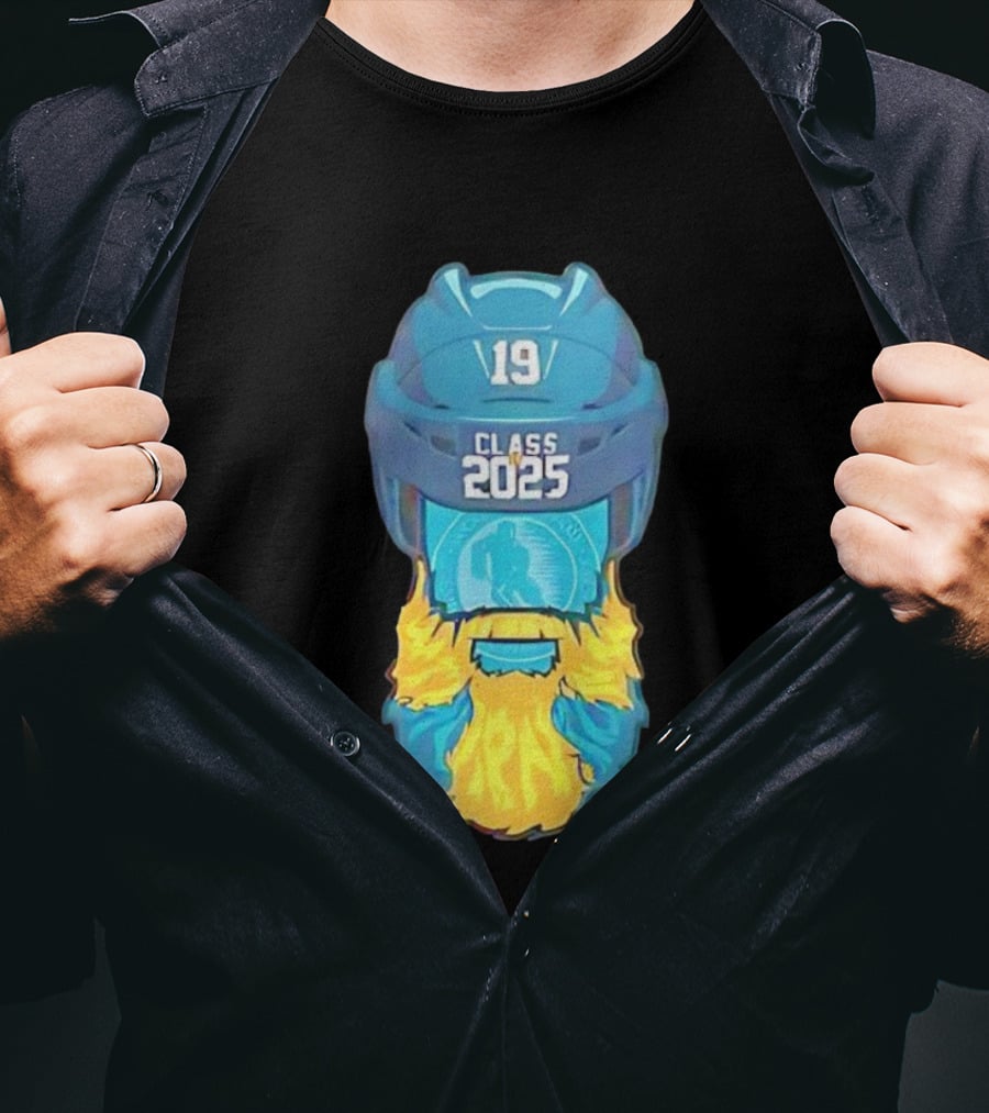San Jose Sharks 19 Class 2025 Jumbo Beard Hall Of Fame Illustration T-Shirt