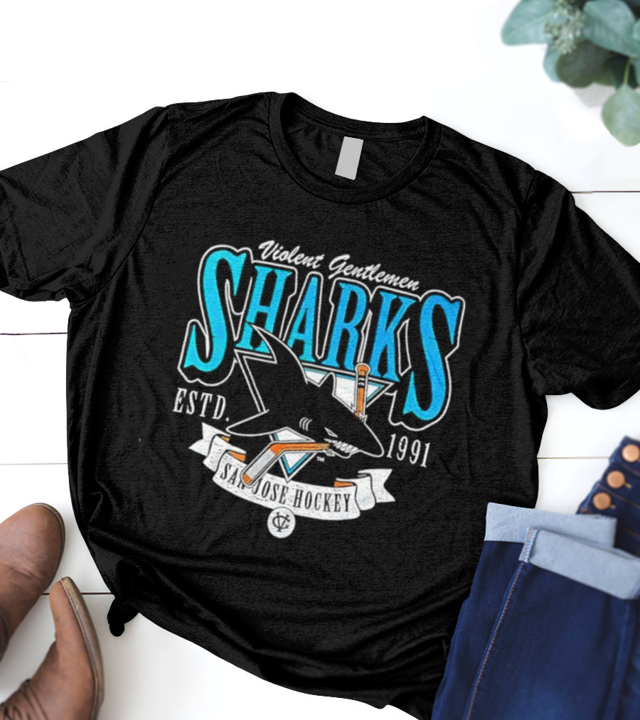 San Jose Sharks Violent Gentlemen ESTD 1991 Distressed T-Shirt