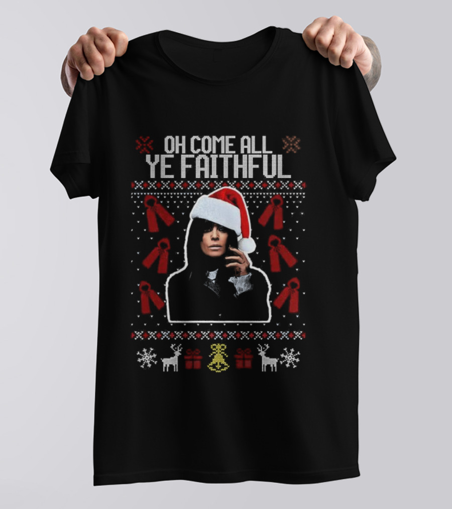 Oh Come All Ye Faithful Claudia Winkleman Santa Ugly Christmas T-Shirt