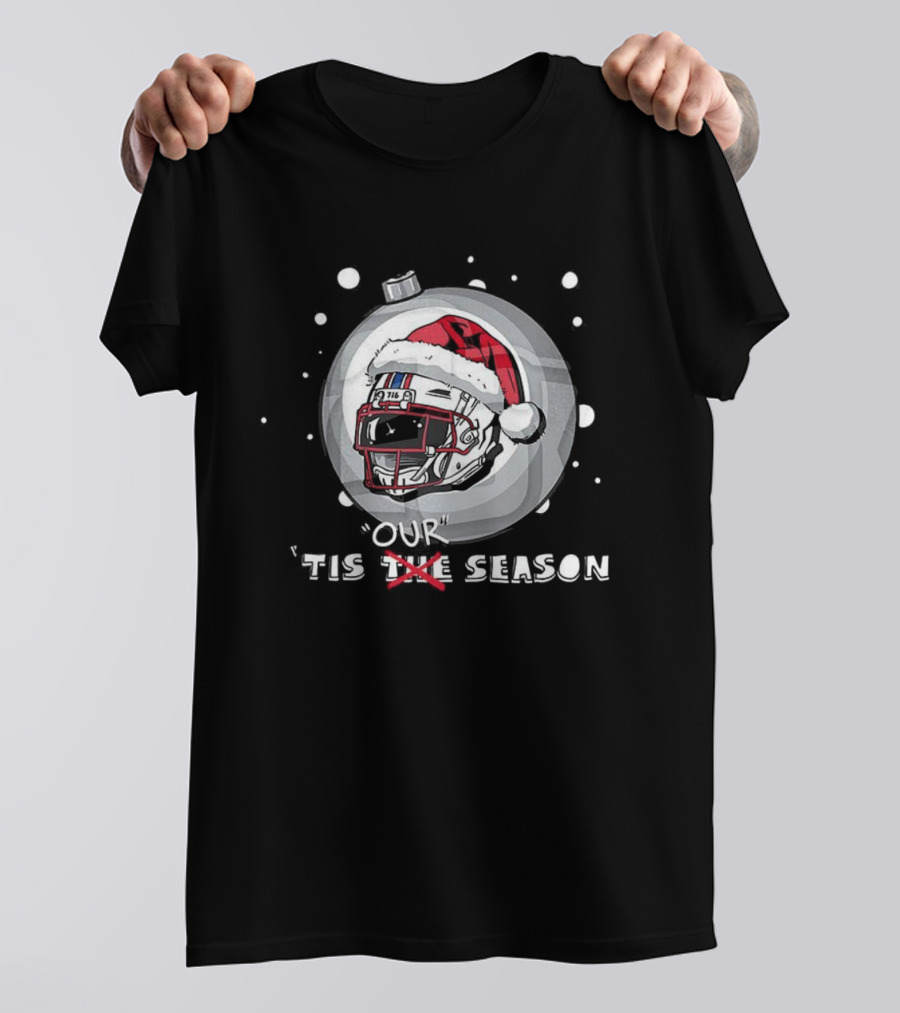 Tis Our Season Buffalo Bills Christmas Helmet Ornament Santa Hat T-Shirt
