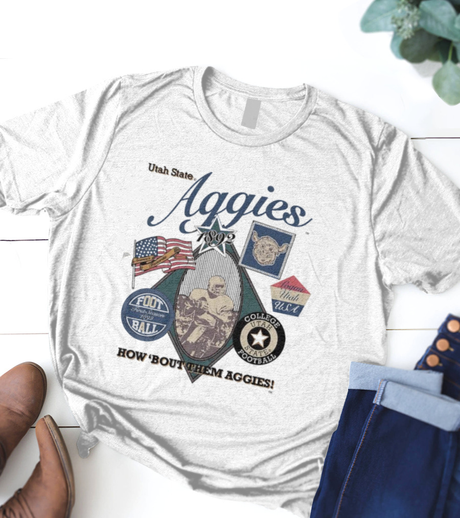 Utah State Aggies 1892 How ’bout Them Aggies Logan Utah USA Football Icons T-Shirt