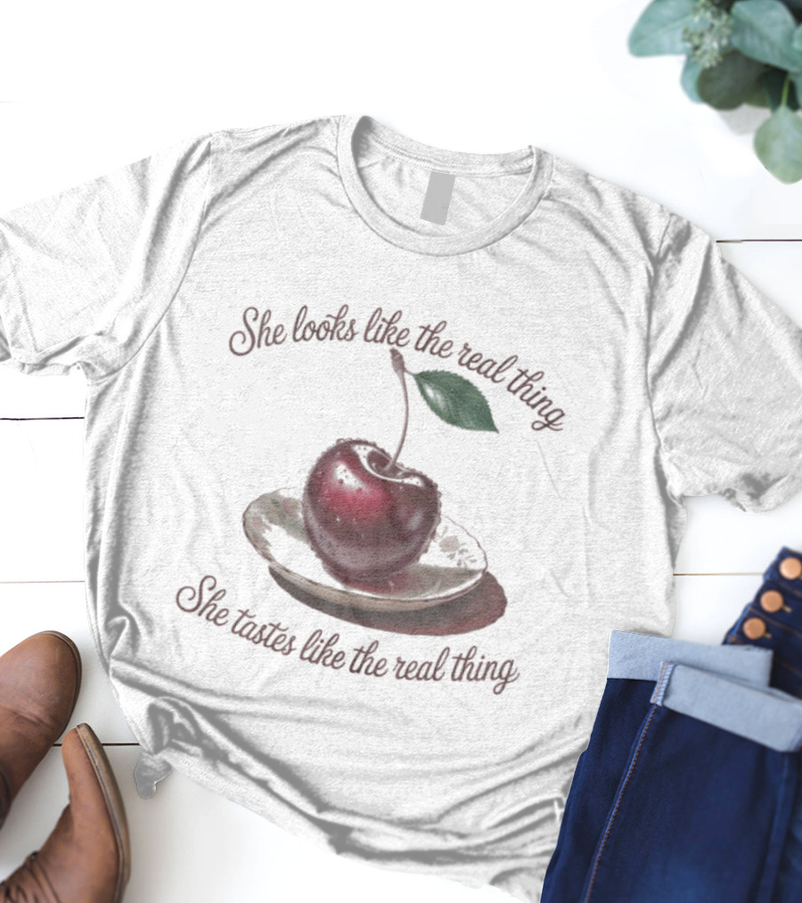 Radiohead She Looks Like The Real Thing Cherry Plate Vintage Style T-Shirt