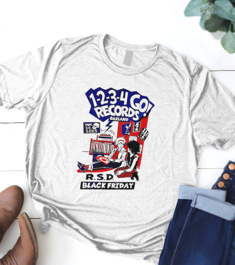 1-2-3-4 Go Records Black Friday November 28th 2025 Oakland T-Shirt