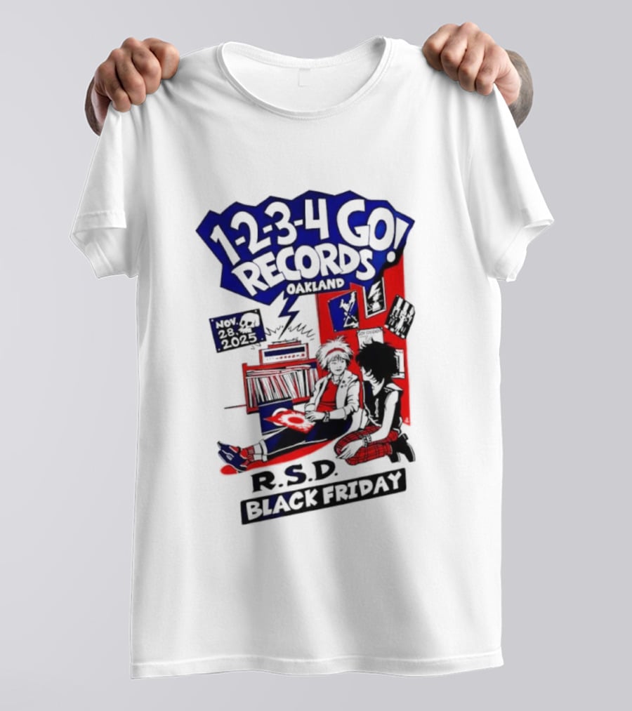 1-2-3-4 Go Records Black Friday November 28th 2025 Oakland T-Shirt