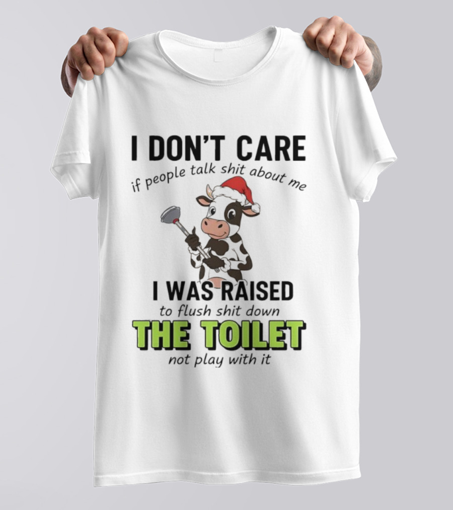 Santa Cow Flush Shit Down The Toilet Humor T-Shirt