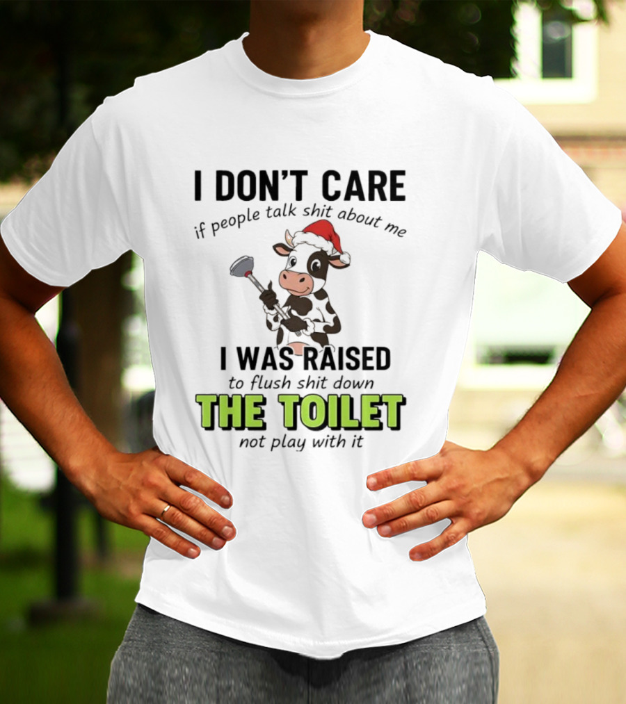 Santa Cow Flush Shit Down The Toilet Humor T-Shirt