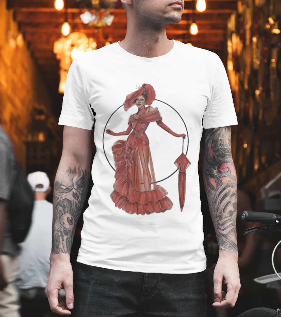 Sasha Colby Parasol Red Gown Elegance T-Shirt