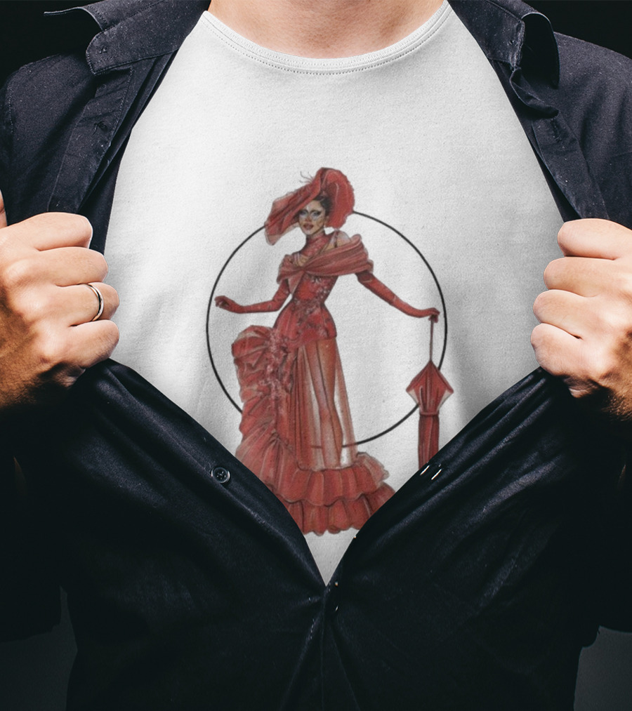 Sasha Colby Parasol Red Gown Elegance T-Shirt