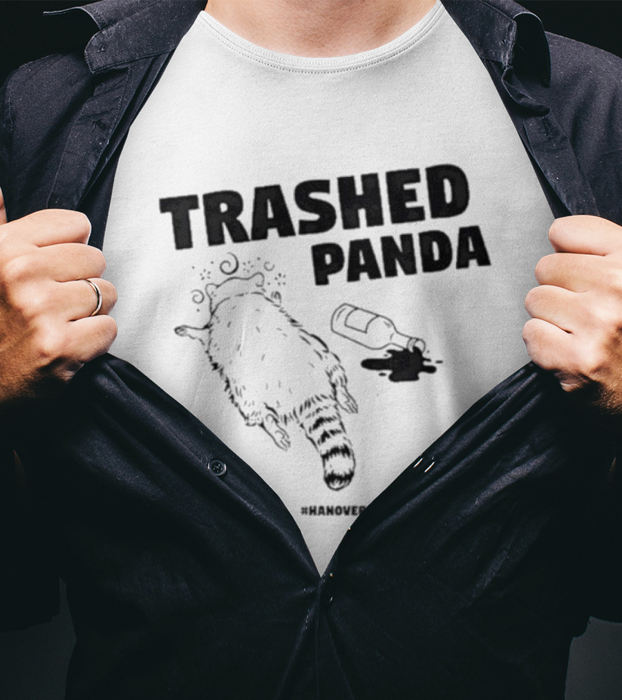 Trashed Panda Hanover Drunk Raccoon Bottle Animal Mischief T-Shirt