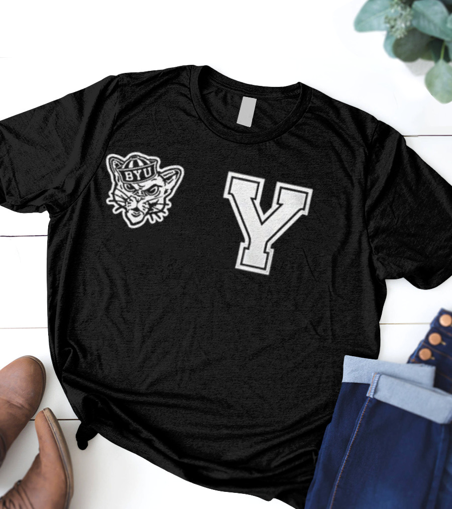BYU Cougars Brigham Young University Mascot Cosmo Y Logo T-Shirt