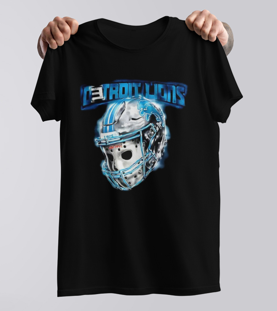Detroit Lions NFL Detroit Lions Helmet Jason Voorhees Mask T-Shirt
