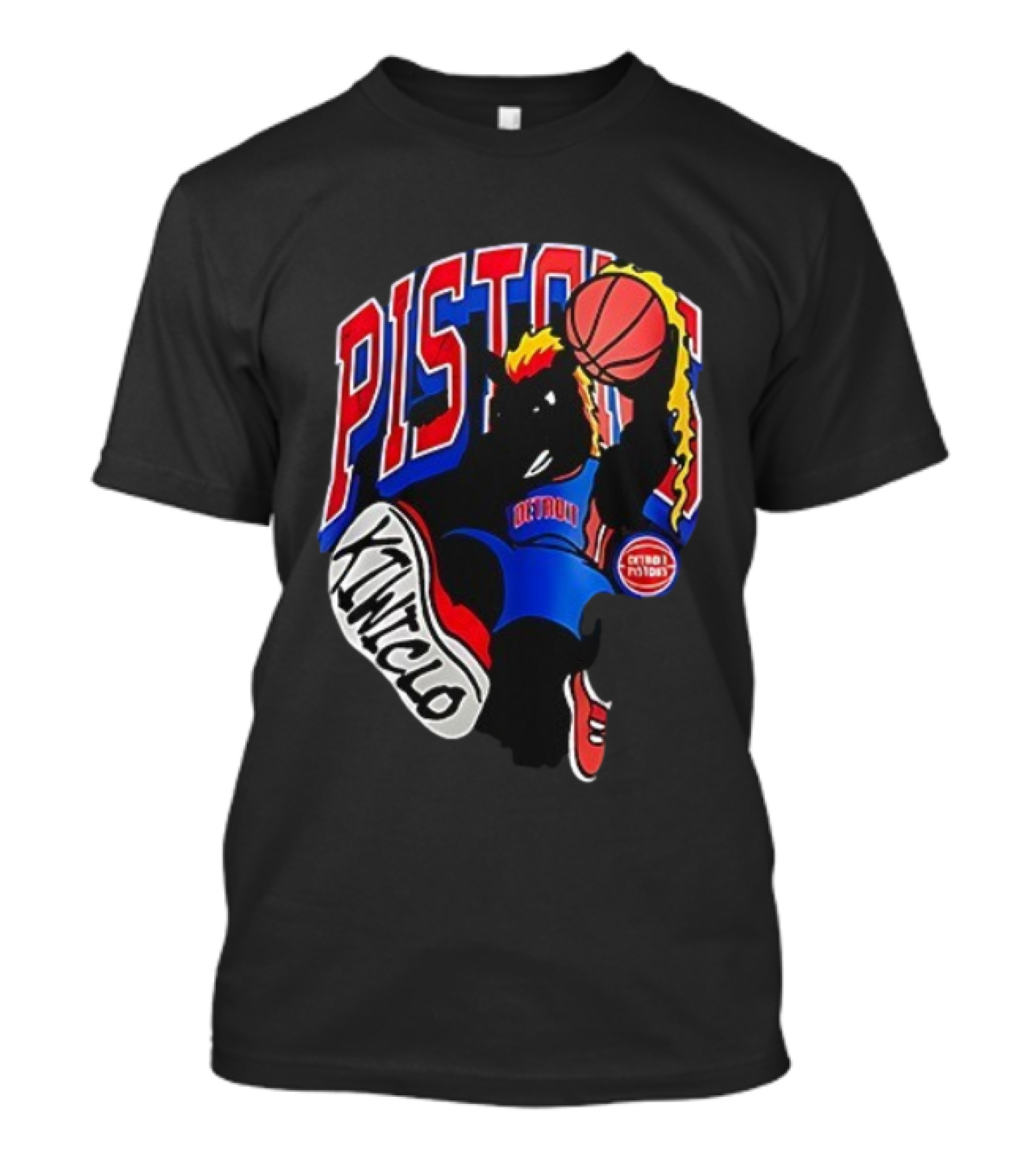 Detroit Pistons Hooper Basketball Cartoon Character Design Kwikclo Brand T-Shirt