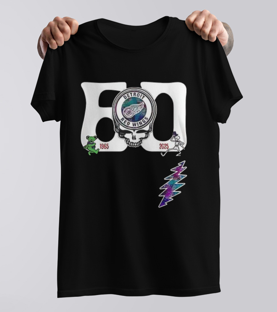 Detroit Red Wings Grateful Dead 60th Anniversary Bears 1965 2025 T-Shirt
