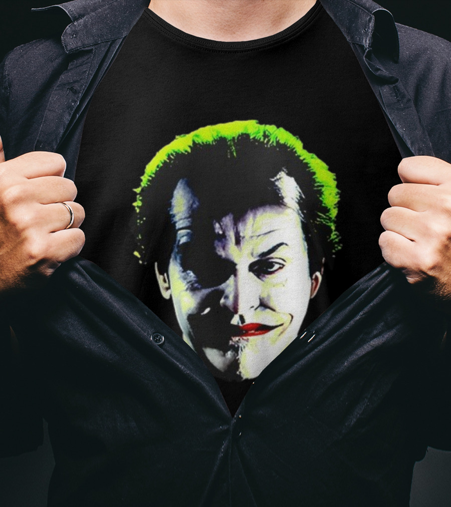 Jack Nicholson Joker Green Hair Batman Villain Face T-Shirt