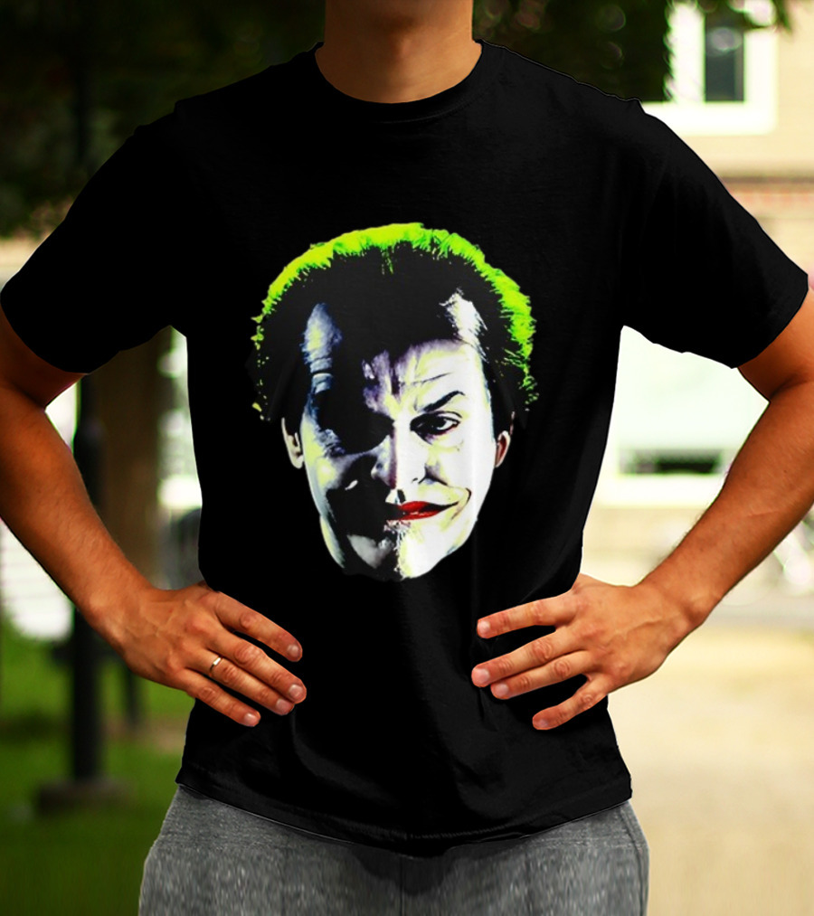Jack Nicholson Joker Green Hair Batman Villain Face T-Shirt