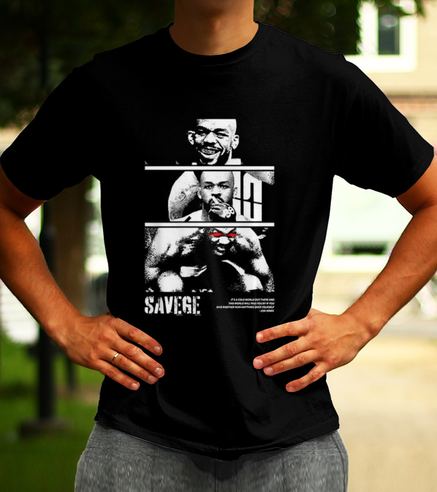 Jones Jones Savage Red Glove Fighter Portrait T-Shirt