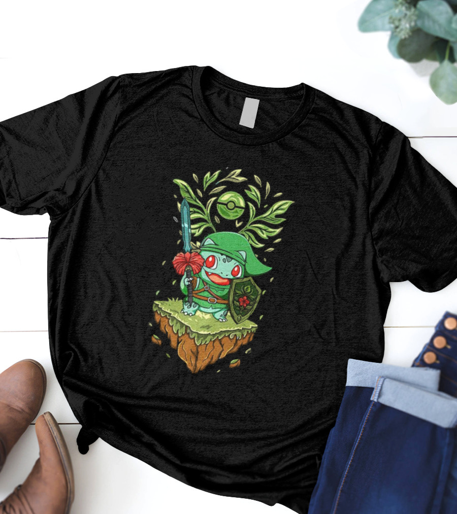 Legend Of Grass Bulbasaur Pokémon And Zelda Fusion T-Shirt